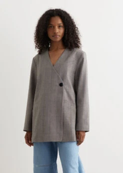 Ganni Herringbone Suiting Boxy Blazer -Style Haven Shop womens incu 325 fa7c7eef fefb 4ba1 bf0b 7c9d97cefb89