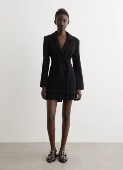 Ganni Textured Suiting Tie String Blazer