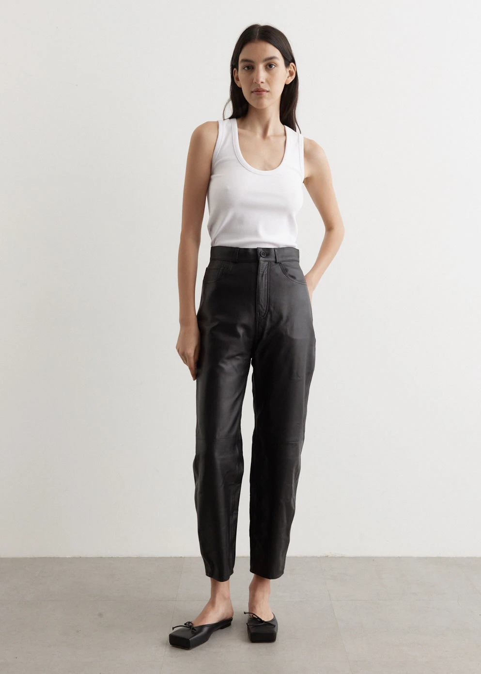 Toteme Tapered Leather Trousers 1 Toteme Tapered Leather Trousers