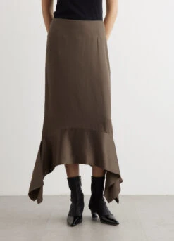 Toteme Satin-Sash Crepe Skirt