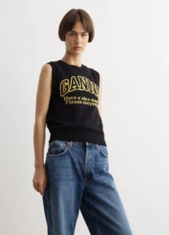 Ganni Graphic O-Neck Vest -Style Haven Shop womens incu 345 0f039287 ee9a 4dd6 b383 bfd840d1094d