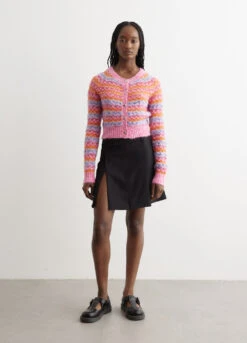 Stripe Poodle Knit Cardigan