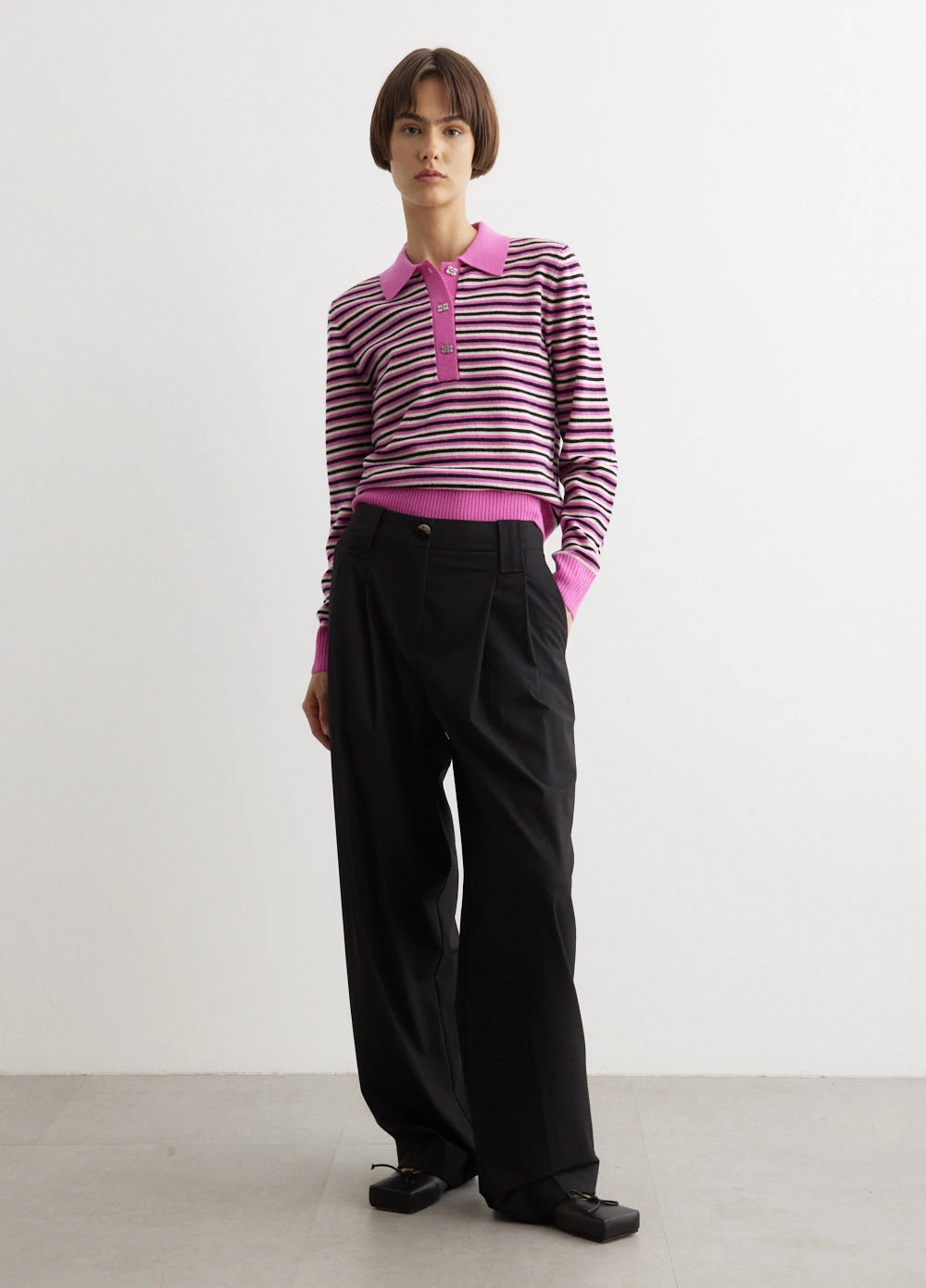 Ganni Cashmere Mix Long Sleeve Polo 5 Ganni Cashmere Mix Long Sleeve Polo - Image 5