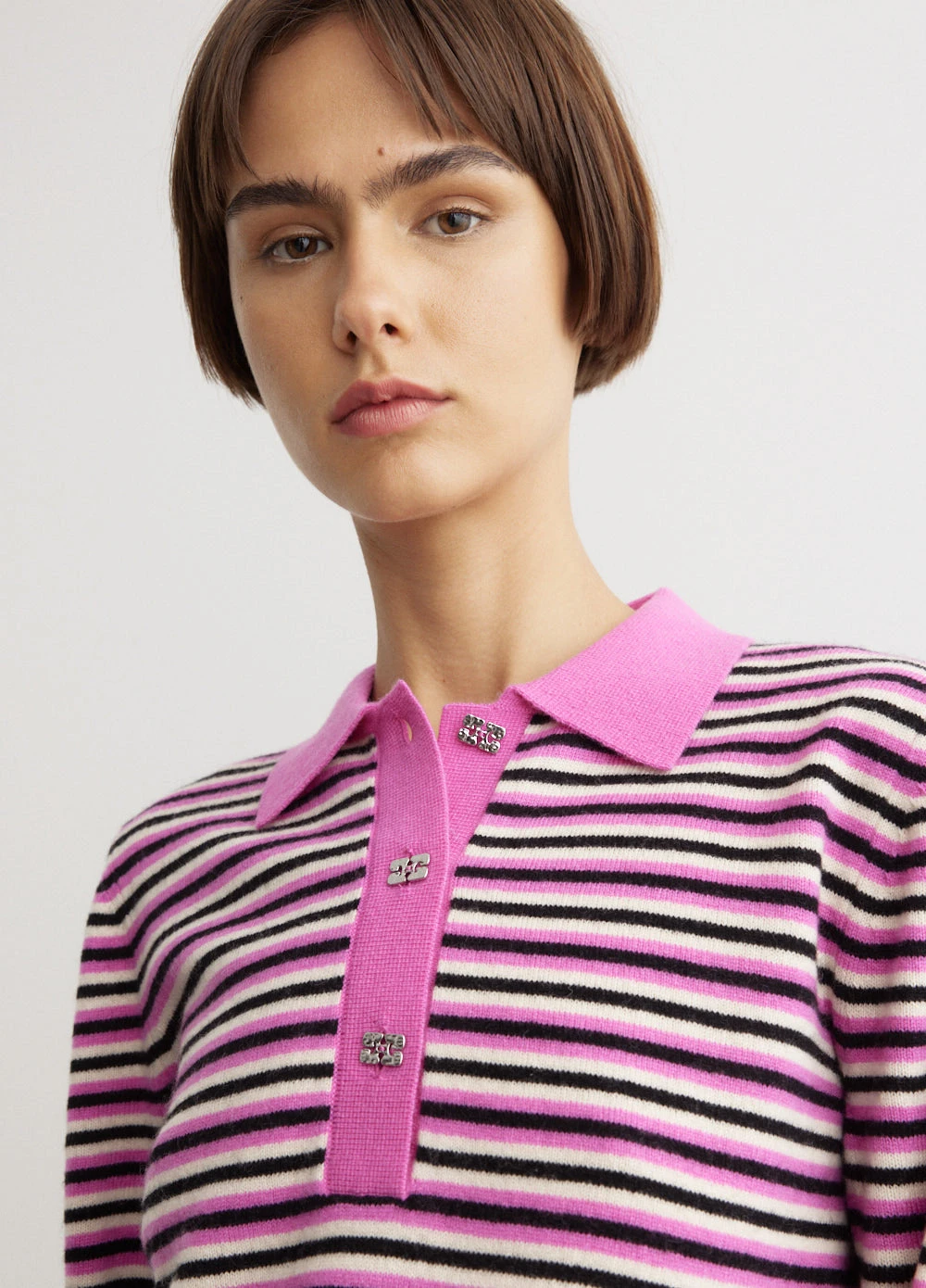 Ganni Cashmere Mix Long Sleeve Polo 6 Ganni Cashmere Mix Long Sleeve Polo - Image 6