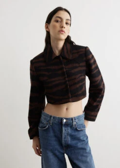 Ganni Wool Jacquard Cropped Jacket