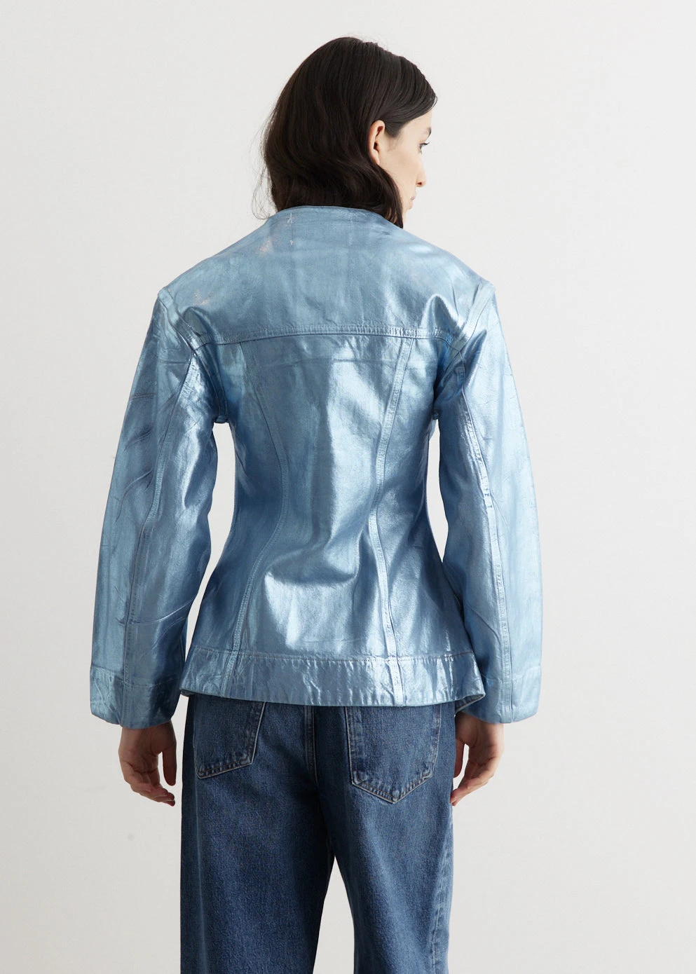 Ganni Foil Denim Fitted Blazer 5 Ganni Foil Denim Fitted Blazer - Image 5