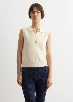 Ganni Cashmere Mix Sleeveless Polo