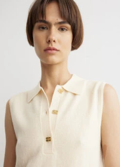 Ganni Cashmere Mix Sleeveless Polo -Style Haven Shop womens incu 503 abd76445 ac6d 45da ae0d 06979dcac0d8