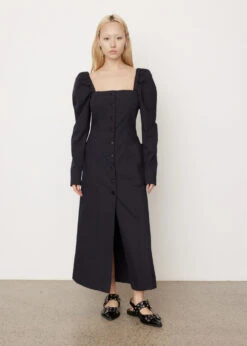 Ganni Stretch Stripe Fitted Midi Dress