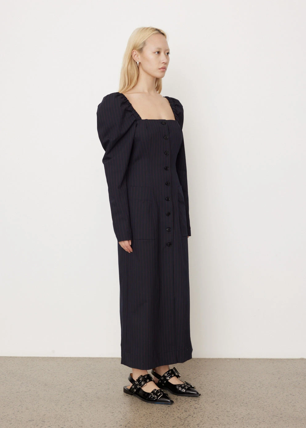 Ganni Stretch Stripe Fitted Midi Dress 3 Ganni Stretch Stripe Fitted Midi Dress - Image 3