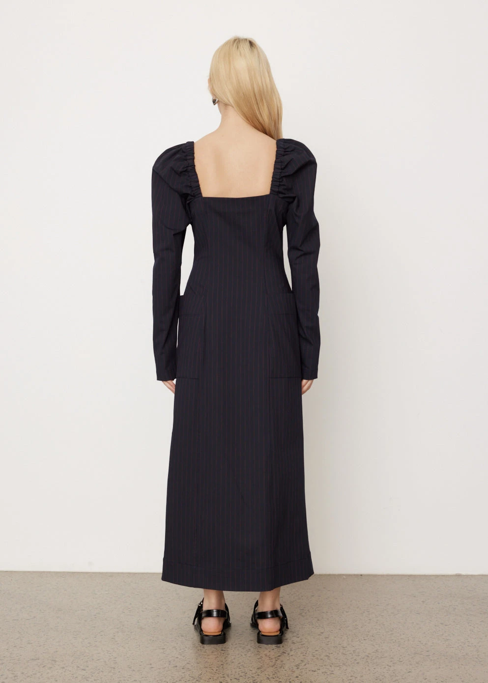 Ganni Stretch Stripe Fitted Midi Dress 4 Ganni Stretch Stripe Fitted Midi Dress - Image 4