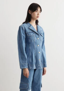 Ganni Cutline Denim Fitted Blazer -Style Haven Shop womens incu 527 9cdd53f9 5859 41c0 93ef b5cfd0b0caf2