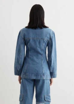 Ganni Cutline Denim Fitted Blazer -Style Haven Shop womens incu 529 dd02c66b c657 4995 ba0a aac30fc788c6