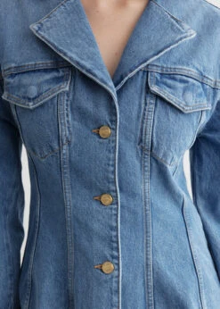 Ganni Cutline Denim Fitted Blazer -Style Haven Shop womens incu 533 3eda8570 01ce 4eb4 a872 5be2c7c06a91