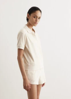 SRC Velvet Short Sleeve Polo -Style Haven Shop womens incu 537