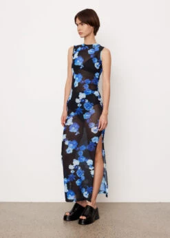 Coperni Flower Print Mesh Dress