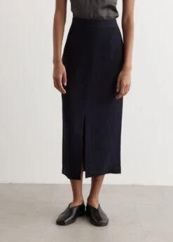 Toteme Front-Split Satin Midi Skirt