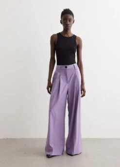 Ganni Light Solid High Waist Flared Leg Pants