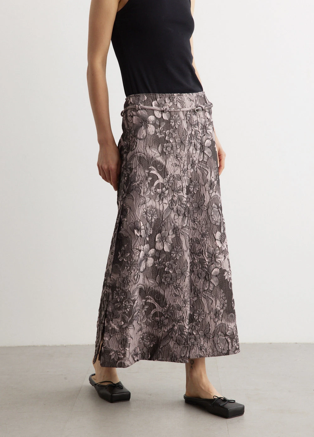 Ganni Rippled Jacquard Long Slit Skirt 1 Ganni Rippled Jacquard Long Slit Skirt