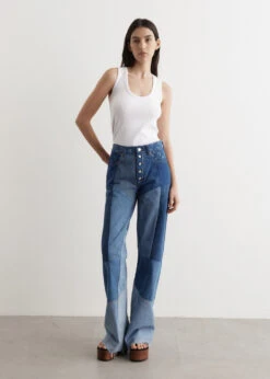 Marine Serre Regenerated Denim Flare Pants -Style Haven Shop womens incu 572 61357aa6 aea3 4808 9518 a2f825b179f2