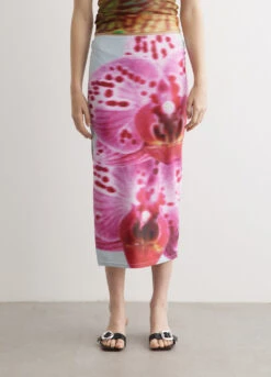 Orchid Print Skirt
