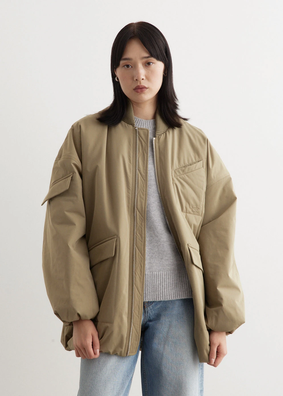 Ganni Light Twill Oversized Bomber Jacket 2 Ganni Light Twill Oversized Bomber Jacket - Image 2