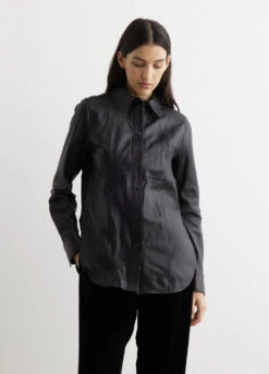 Toteme Slim Leather Shirt -Style Haven Shop womens incu 590 f1bdda16 c565 4c31 a90f ffaf0cc40b15