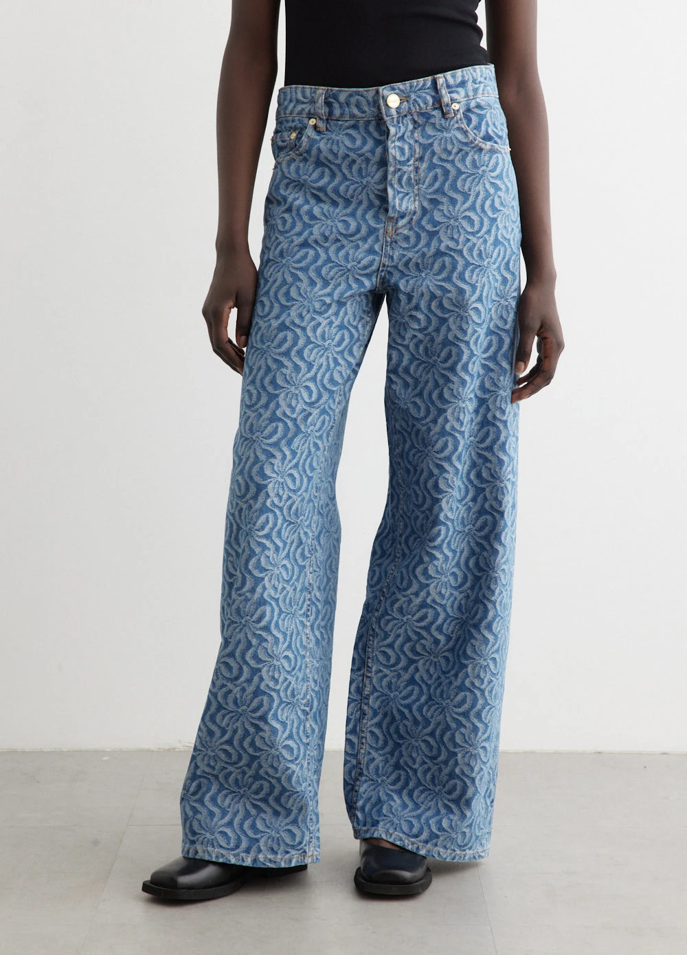 Ganni Jacquard Denim Wide Pants 1 Ganni Jacquard Denim Wide Pants