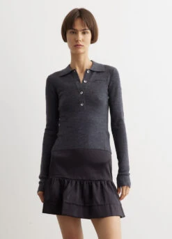 Ganni Mini Ribbed Merino Polo