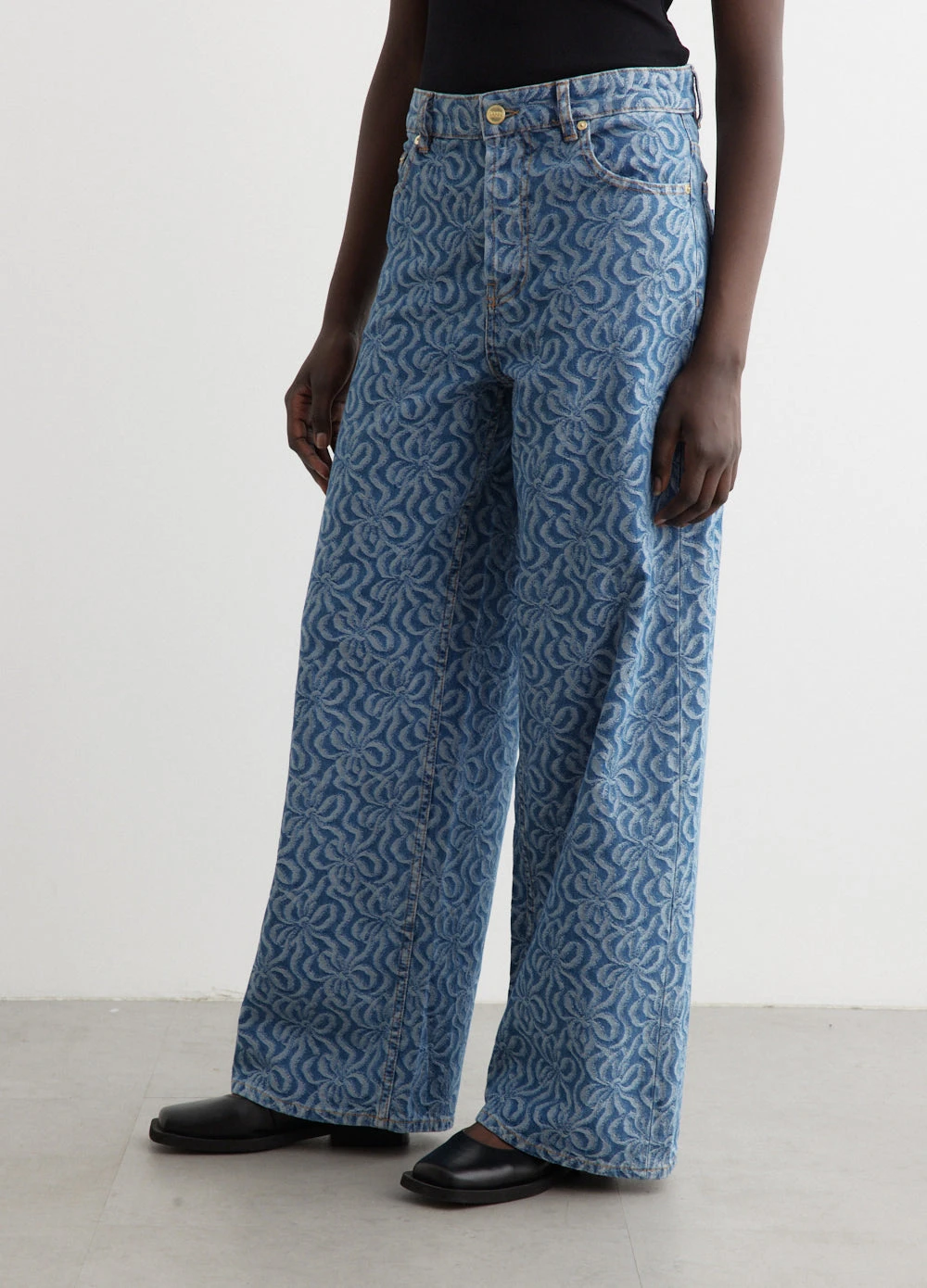 Ganni Jacquard Denim Wide Pants 3 Ganni Jacquard Denim Wide Pants - Image 3