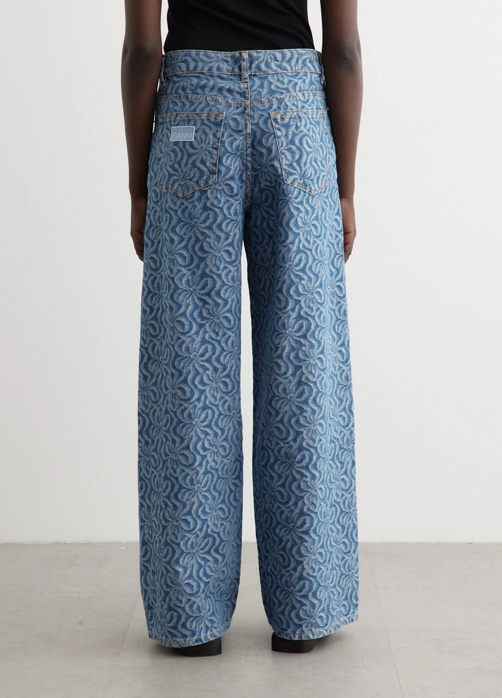 Ganni Jacquard Denim Wide Pants 4 Ganni Jacquard Denim Wide Pants - Image 4