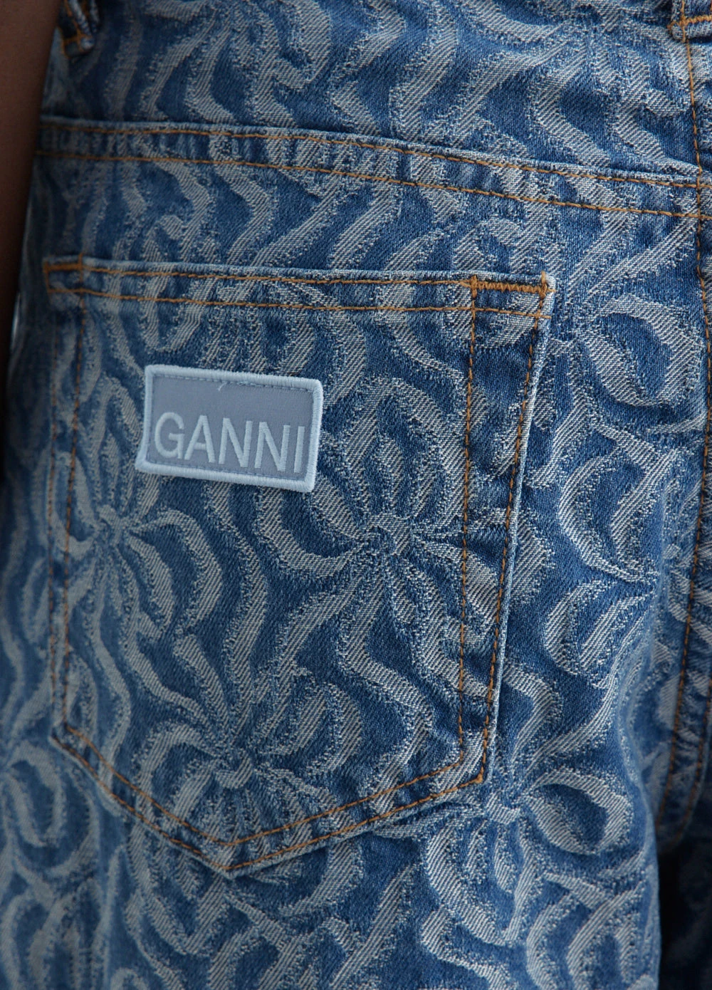 Ganni Jacquard Denim Wide Pants 2 Ganni Jacquard Denim Wide Pants - Image 2