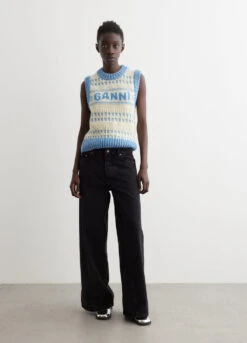 Ganni Graphic Lambswool Cropped O-Neck Vest