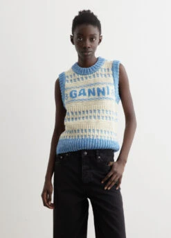 Ganni Graphic Lambswool Cropped O-Neck Vest -Style Haven Shop womens incu 628 d5ac3e5b 5d5e 4c78 bce5 781ad8c148cb