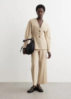 Ganni Drapey Melange Fitted Shape Sleeve Blazer