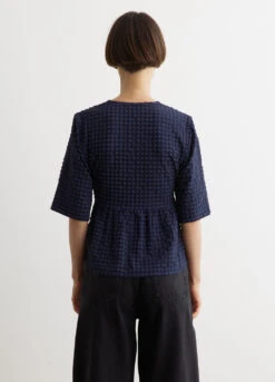 Ganni Stretch Seersucker V-Neck Peplum Blouse -Style Haven Shop womens incu 650 4d0b78bd 0fdd 4270 a412 d8935b716401