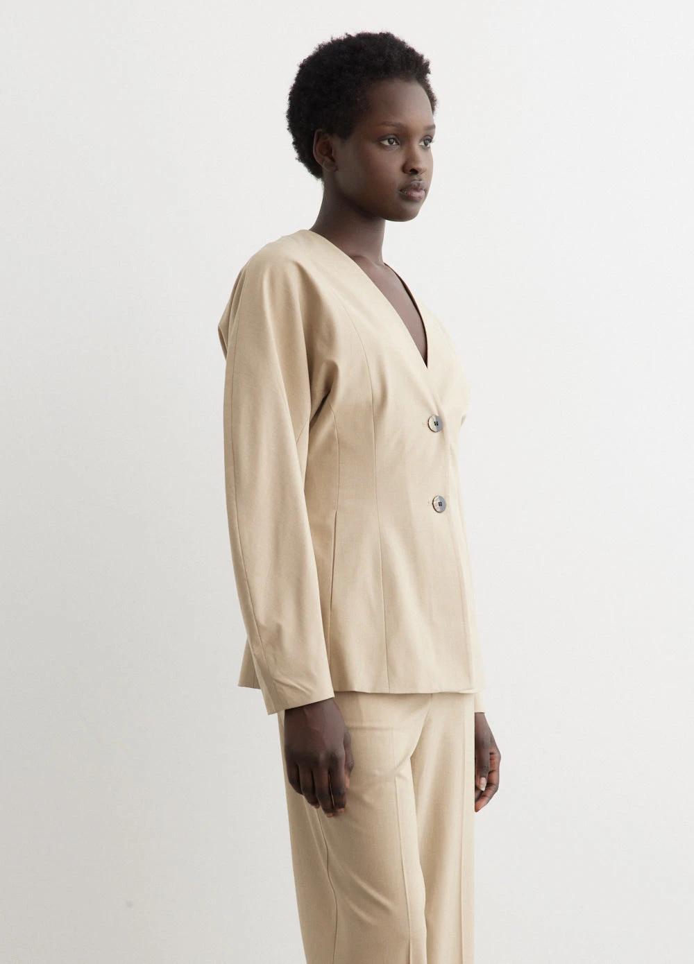 Ganni Drapey Melange Fitted Shape Sleeve Blazer 4 Ganni Drapey Melange Fitted Shape Sleeve Blazer - Image 4