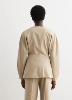 Ganni Drapey Melange Fitted Shape Sleeve Blazer 9 Ganni Drapey Melange Fitted Shape Sleeve Blazer -Style Haven Shop womens incu 664 308e5647 1fa1 4174 8cd4 308c569605ed