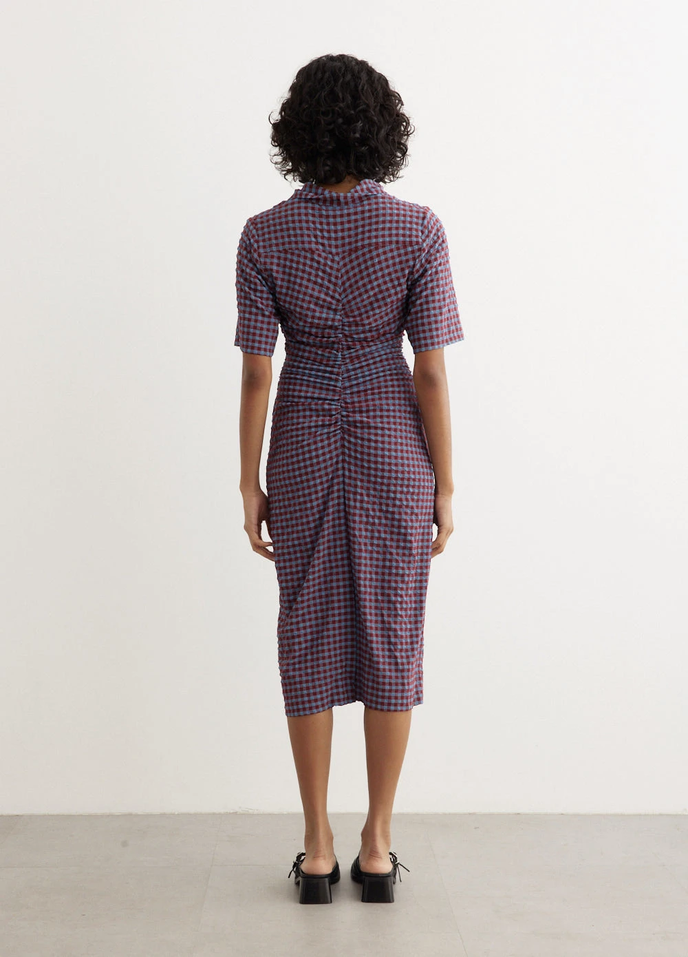 Ganni Stretch Seersucker Fitted Dress 4 Ganni Stretch Seersucker Fitted Dress - Image 4