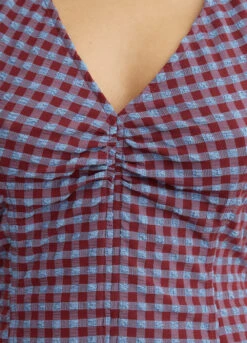 Ganni Stretch Seersucker V-Neck Blouse -Style Haven Shop womens incu 687 de2fa989 531c 44f5 8b23 7ded253d549e