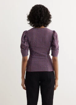 Ganni Stretch Seersucker V-Neck Blouse -Style Haven Shop womens incu 688 7aaeb3f5 4ebd 4a10 8d24 81cdd05f8bb2