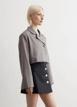 Ganni Herringbone Suiting Short Blazer -Style Haven Shop womens incu 707 8a36bfc3 5476 476b bc3e a6a08119d6e2