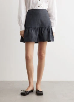 Ganni Stretch Stripe Flounce Mini Skirt