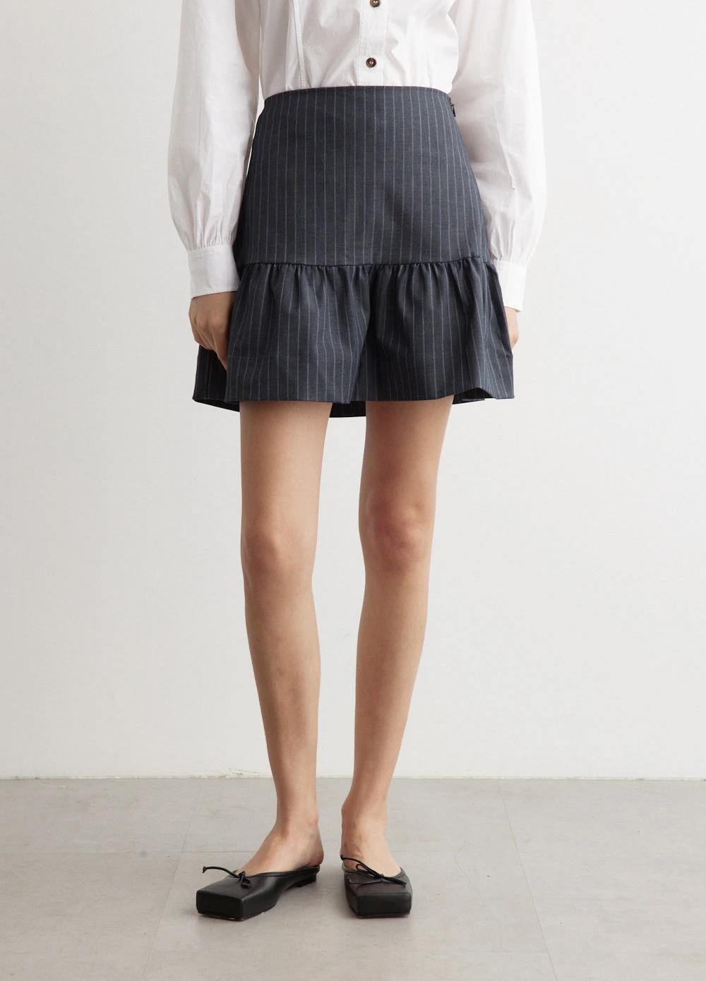 Ganni Stretch Stripe Flounce Mini Skirt 1 Ganni Stretch Stripe Flounce Mini Skirt