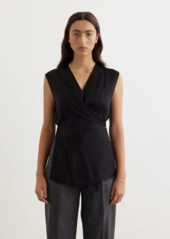 Toteme Twisted Satin Tie Top -Style Haven Shop womens incu 727 37bb1634 5b3d 428e 82fd 754321d1a987