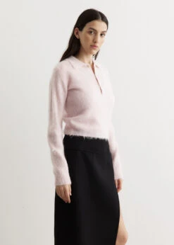 Brushed Super Kid Mohair Knit Short Polo -Style Haven Shop womens incu 744 62395066 ea6f 4ea1 bfad 7f802916df01