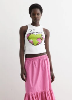 Ganni Graphic Rib Heart Tank Top