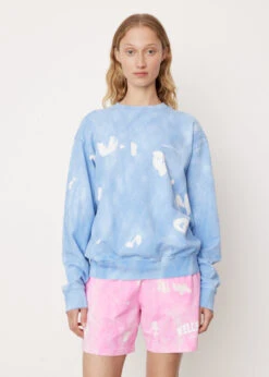 Serif Logo Embroidered Tie Dye Crewneck