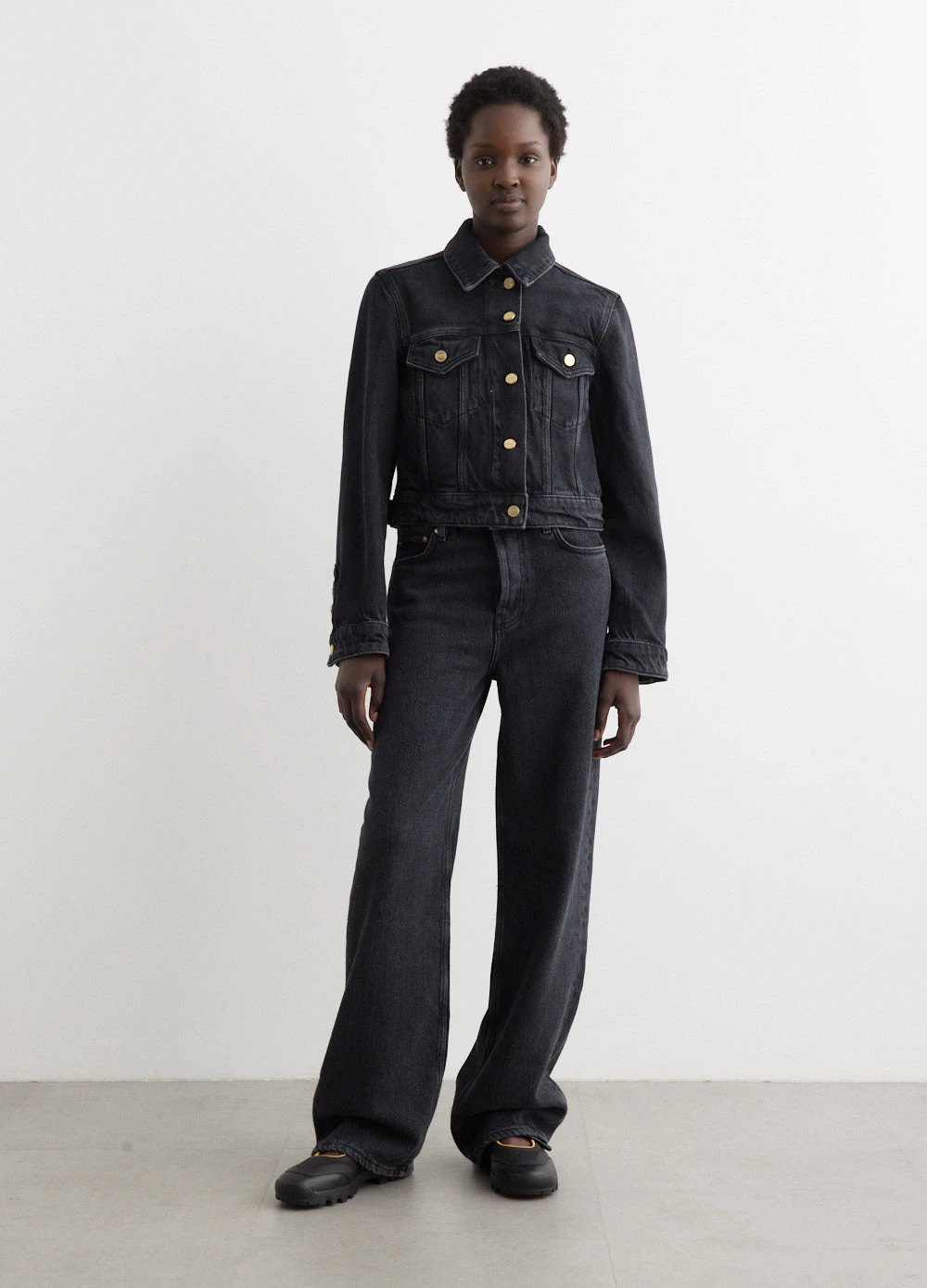 Ganni Heavy Denim Cropped Jacket 1 Ganni Heavy Denim Cropped Jacket