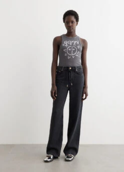 Ganni Graphic Rib Sun Tank Top